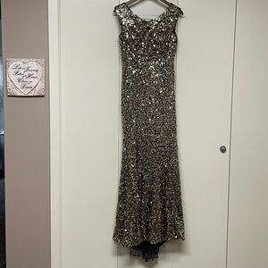 Tony Bowls Evening /Gold Sequin Prom Dress